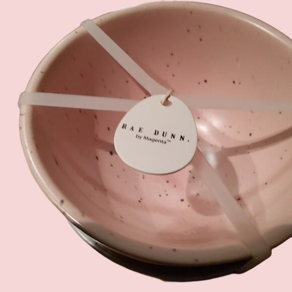 CERAMIC EASTER 2-PIECE BOWL SET BY RAE DUNN "BUNNY SNACKS" PINK & BLUE - Picture 4 of 6